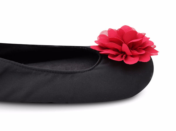 Red Chiffon Flower Slippers